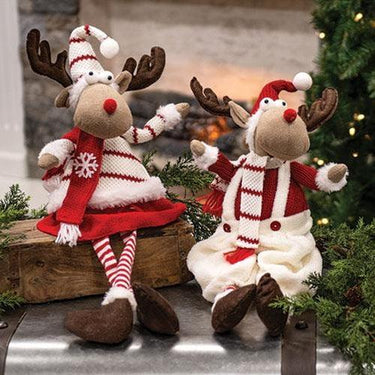 Red & White Sitting Crazy Moose, 2/set. - The Fox Decor